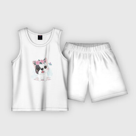 Детская пижама с шортами хлопок с принтом Миленький Французский бульдог в Белгороде,  |  | dog | бульдог | маленькая собачка | пес | песель | песик | собака | собачка | французский бульдог | щенок