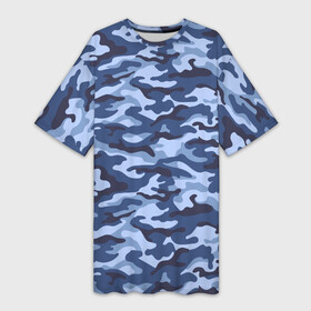 Платье-футболка 3D с принтом Синий Камуфляж (Camouflage) в Белгороде,  |  | camouflage | армия | боец | ввс | вдв | вмф | военный камуфляж | воин | война | гру | десантник | дшб | камуфляж | кгб | маскировка | масхалат | мвд | милитари | мчс | омон | охота | охрана | патриот | пво