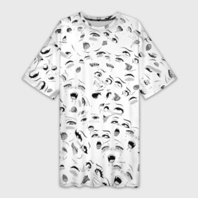 Платье-футболка 3D с принтом Ахегао без границ в Белгороде,  |  | ahegao | anime | manga | аниме | ахегао | коллаж | манга | паттерн
