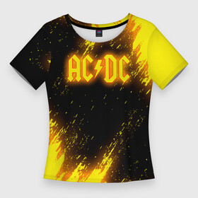 Женская футболка 3D Slim с принтом [AC DC]  Neon в Белгороде,  |  | ac dc | acdc | back in black | ас дс | асдс | музыка | рок
