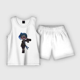 Детская пижама с шортами хлопок с принтом Arcane 3D JINX в Белгороде,  |  | Тематика изображения на принте: arcane | jinx | league of legends | netflix | аркейн | джинкс | лига легеннд