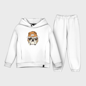 Детский костюм хлопок Oversize с принтом Cool dog в Белгороде,  |  | bulldog | dog | eyes | fangs | hype | jaw | moustache | muzzle | tongue | бульдог | глаза | клыки | очки | пасть | пёс | собака | усы | хайп | язык