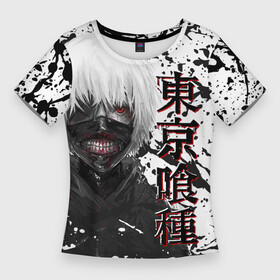 Женская футболка 3D Slim с принтом Tokyo Ghoul (Kaneki Ken)  Токийский Гуль (Канэки Кэн) в Белгороде,  |  | anime | kaneki | tokyo ghoul | аниме | гуль | иероглиф | канеки | кен | манга | перерождение | сасаки хайсе | токийский | япония