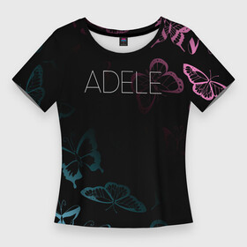Женская футболка 3D Slim с принтом Adele Бабочки. в Белгороде,  |  | adele | adele adkins | logo | адель | адель эдкинс | британская певица | лого | логотип | музыка | певица