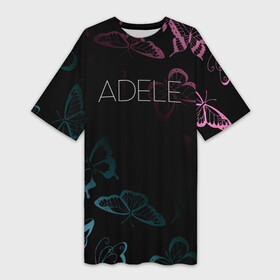 Платье-футболка 3D с принтом Adele Бабочки. в Белгороде,  |  | adele | adele adkins | logo | адель | адель эдкинс | британская певица | лого | логотип | музыка | певица