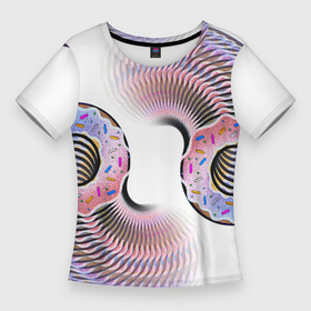 Женская футболка 3D Slim с принтом Спираль из пончиков в Белгороде,  |  | 3d | абстракция | геометрия | глазурь | десерт | конфеты | пирожное | пончик | пончики | сладкое | сладости | спираль | торт | узор