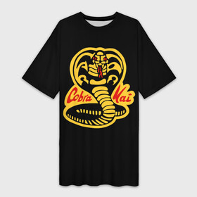 Платье-футболка 3D с принтом Cobra Kai  Кобра Кай. в Белгороде,  |  | Тематика изображения на принте: keep calm and sweep the leg | американский | боевые искусства | змея | карате | кобра кай | логотип | телесериал | эмблема