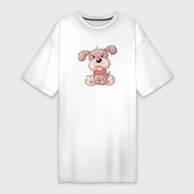 Платье-футболка хлопок с принтом Добрый песик в Белгороде,  |  | пес | песик | псина | собака | собачка