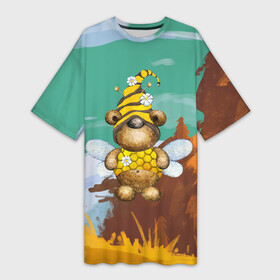 Платье-футболка 3D с принтом Медвежонок  пчела в Белгороде,  |  | костюм пчелы | медведь | медвежонок | милый | плеча | пчелы
