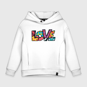 Детское худи Oversize хлопок с принтом Love pop art в Белгороде, френч-терри — 70% хлопок, 30% полиэстер. Мягкий теплый начес внутри —100% хлопок | боковые карманы, эластичные манжеты и нижняя кромка, капюшон на магнитной кнопке | love | pop art | принты | узор | цветок