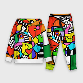 Детский костюм 3D (с толстовкой) с принтом Romero Britto   valentines day в Белгороде,  |  | brazilian artist | bright colors | cubism | emoji | girl | hearts | love | pop art | romero britto | valentines day | бразильский художник | девушка | день святого валентина | кубизм | любовь | ромеро бритто | сердца | эмодзи | 