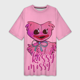 Платье-футболка 3D с принтом Pink Kissy Missy в Белгороде,  |  | kissy | kissy missy | missy | poppy playtime | игра | киси | киси миси | кисси мисси | кукла | миси | монстр | плэйтайм | попи плей тайм | попи плэй тайм | попиплейтам | попиплэйтайм | поппи плейтайм | поппиплэйтайм