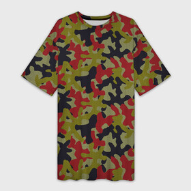 Платье-футболка 3D с принтом Модный Цветной Камуфляж в Белгороде,  |  | camouflage | military | армия | боец | ввс | вдв | вмф | военный камуфляж | воин | война | гру | десантник | дшб | камуфляж | кгб | маскировка | масхалат | мвд | милитари | мчс | омон | охота | охрана | патриот | пво