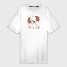 Платье-футболка хлопок с принтом Маленькая собачка в Белгороде,  |  | пес | песик | собака | собачка | щенок