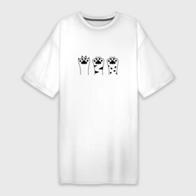 Платье-футболка хлопок с принтом 3 Кошачьи лапки в Белгороде,  |  | абрис | животное | животные | забавные | когти | контур | кот | котенок | коты | котята | кошка | кошки | лапки | лапы | милый | набор | обводка | паттерн | пушистый | пятна | пятнистый | пятно | рисунок