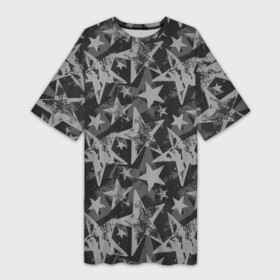 Платье-футболка 3D с принтом Gray Star в Белгороде,  |  | camouflage | gray | military | star | звезда | камок | камуфляж | серый