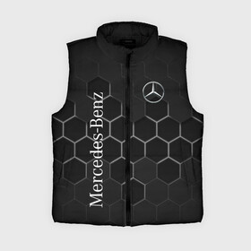 Женский жилет утепленный 3D с принтом Mercedes Benz black соты в Белгороде,  |  | amg | mercedes | mercedesamg gt | sport | амг | мерседес | мерседесбенц амг | спорт