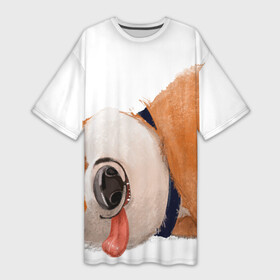 Платье-футболка 3D с принтом Забавный корги в Белгороде,  |  | corgi | dogs | вельш корги | животные | корги | собака