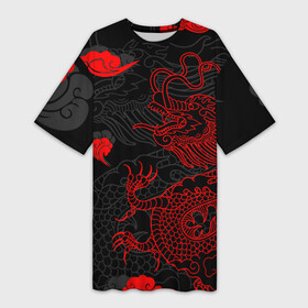 Платье-футболка 3D с принтом Дракон  Китайский дракон в Белгороде,  |  | chinese dragon | dhina dragon | dragon | азиатский дракон | восточный дракон | дракон | китайские драконы | китайский дракон | красный дракон | облака | традиционный китайский дракон | японский дракон
