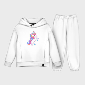 Детский костюм хлопок Oversize с принтом Милый единорог unicorn в Белгороде,  |  | Тематика изображения на принте: единорог | лошадка | милый | пони | радуга | радужная