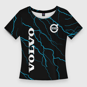 Женская футболка 3D Slim с принтом Volvo разряд молний в Белгороде,  |  | auto | volvo | авто | автомобиль | бренд | вольво | марка | машины