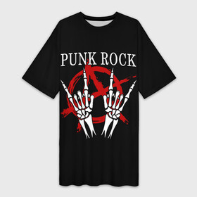 Платье-футболка 3D с принтом Punk Rock (Панки Хой) в Белгороде,  |  | dead kennedys | exploited | fpg | punks not dead | анархия | гаражный рок | гитара | гражданская оборона | гранж | ирокез | король и шут | металл | музыка | наив | панк рок | пурген | рок музыка | рокер | рокнролл