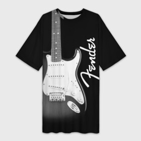 Платье-футболка 3D с принтом FENDER guitar  ФЕНДЕР гитара в Белгороде,  |  | acoustic | fender | guitar | music | rock | stratocaster | telecaster | акустика | гитара | звук | музыка | рок | струны | телекастер | фендер | электрогитара