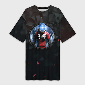Платье-футболка 3D с принтом Black logo Prey в Белгороде,  |  | horror | prey | space | космический корабль | космос | прей | прэй | страшная игра | ужастик | шутер