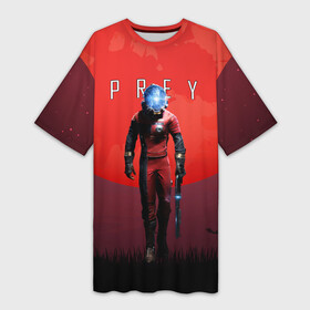 Платье-футболка 3D с принтом Prey красная планета в Белгороде,  |  | horror | prey | space | космический корабль | космос | прей | прэй | страшная игра | ужастик | шутер