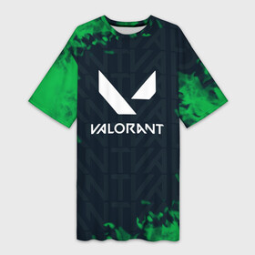 Платье-футболка 3D с принтом Valorant Green Fire. в Белгороде,  |  | csgo | league of legends | overwatch | rainbow six siege | valorant | игра | шутер