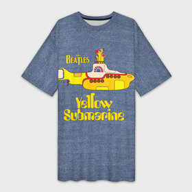 Платье-футболка 3D с принтом On a Yellow Submarine 3D в Белгороде,  |  | john lennon | lennon | the beatles | yellow submarine | битлз | битлы | джинса | джон леннон | леннон | лодка | подводная | подлодка