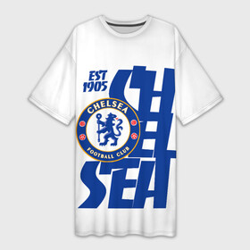 Платье-футболка 3D с принтом Chelsea est 1905 в Белгороде,  |  | champions | chelsea | football | london | soccer | uefa | world cup | лига чемпионов | лондон | форма | формы | футбол | челси