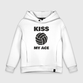 Детское худи Oversize хлопок с принтом Volleyball   Kiss My Ace в Белгороде, френч-терри — 70% хлопок, 30% полиэстер. Мягкий теплый начес внутри —100% хлопок | боковые карманы, эластичные манжеты и нижняя кромка, капюшон на магнитной кнопке | Тематика изображения на принте: ball | beach | game | sport | volley | volleyball | волейбол | волейболист | волейболистка | гол | игра | игрок | мяч | площадка | пляж | пляжный | победа | сетка | спорт | тренер | чемпион