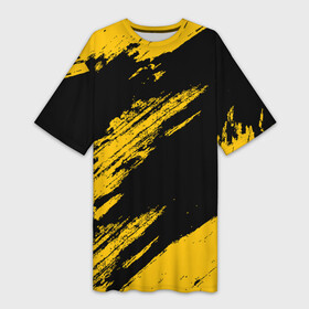 Платье-футболка 3D с принтом BLACK AND YELLOW GRUNGE  ГРАНЖ в Белгороде,  |  | abstract | black and yellow grunge | grunge | texture | абстракция | грандж | гранж | текстура
