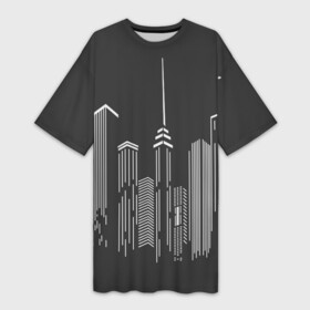 Платье-футболка 3D с принтом Большие города в Белгороде,  |  | Тематика изображения на принте: башня | высокий | высотка | высотки | город | городской | дом | дома | москва | нью йорк | сити | урбанизм