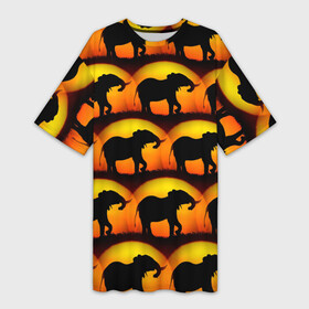 Платье-футболка 3D с принтом Силуэт слона паттерн в Белгороде,  |  | африка | паттерн | силут | слон | слоник | слоны