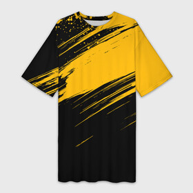 Платье-футболка 3D с принтом Black and yellow grunge в Белгороде,  |  | abstract | black and yellow | black and yellow grunge | grunge | texture | абстракция | гранж | желто черный | текстура | черно желтый