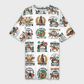 Платье-футболка 3D с принтом Конный спорт  Паттерн в Белгороде,  |  | equestrian sports | patern | pattern | верховая езда | вестерн спорта | вольтижировка | выездка | драйвинг | конкур | конные пробеги | конный спорт | коный спорт | патерн | паттерн | скачки