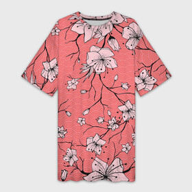 Платье-футболка 3D с принтом Начало цветения в Белгороде,  |  | арт | весна | рисунок | розовые цветы | розовый цветок | сакура | цветение | цветение дерева | цветение деревьев | цветок | цветы | яркие цветы | яркий цветок
