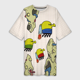 Платье-футболка 3D с принтом Game Doodle Jump в Белгороде,  |  | doodle | doodle jump | game | jump | видеоигра | дудлик | игра | игры | каракуля | мобилка | мобильная игра | платформер