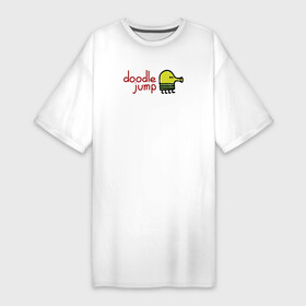 Платье-футболка хлопок с принтом Doodle Jump classic в Белгороде,  |  | doodle | doodle jump | game | jump | видеоигра | дудлик | игра | игры | каракуля | мобилка | мобильная игра | платформер