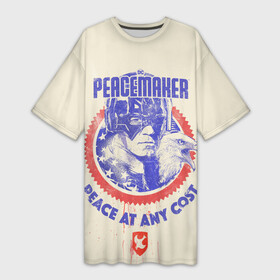 Платье-футболка 3D с принтом Peacemaker. Мир любой ценой в Белгороде,  |  | dc | peace | peacemaker | джон сина | кристофер смит | мир | миротворец | орел | орлик | пацифист | суперзлодей