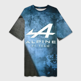 Платье-футболка 3D с принтом Формула 1  Alpine F1 Team в Белгороде,  |  | alpine | auto sport | autosport | f1 | f1 team | fia | formula one | авто спорт | автоспорт | кольцевые гонки | ф1 | формула 1 | формула один