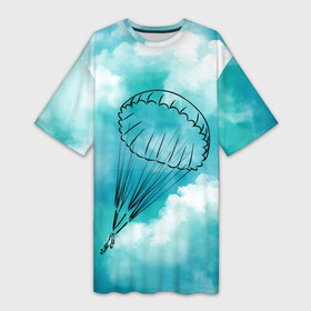 Платье-футболка 3D с принтом Парашютист в облаках в Белгороде,  |  | parachute | skydiving | вдв | воздушно десантные войска | парашут | парашутист | парашют | парашютизм | парашютист | парашютный спорт | прыжки с парашютом