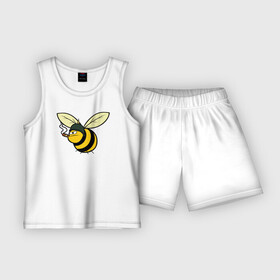 Детская пижама с шортами хлопок с принтом Пчелка в каске с сигарой в Белгороде,  |  | bee | каска | пчела | пчелка