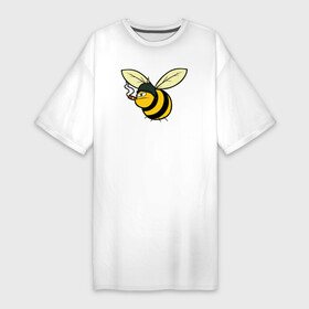 Платье-футболка хлопок с принтом Пчелка в каске с сигарой в Белгороде,  |  | bee | каска | пчела | пчелка