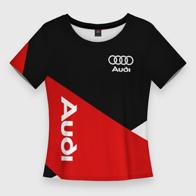 Женская футболка 3D Slim с принтом Audi Ауди Черный Красный Белый в Белгороде,  |  | audi | auto | quattro | авто | автомобиль | ауди | кватро | куатро | марка | машина