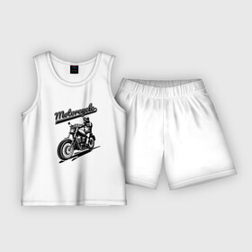 Детская пижама с шортами хлопок с принтом Motorcycle  Cool rider в Белгороде,  |  | engine | motorcycle | rider | speed | гонщик | двигатель | мотоцикл | скорость