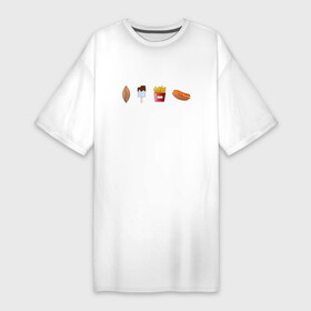 Платье-футболка хлопок с принтом Разный фастфуд в Белгороде,  |  | вкусно | вкусняшки | диета | еда | обед | питание | поесть | фастфуд