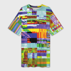 Платье-футболка 3D с принтом Vanguard glitch fashion pattern 2022 в Белгороде,  |  | abstraction | color | fashion | glitch | pattern | vanguard | абстракция | авангард | глитч | мода | узор | цвет